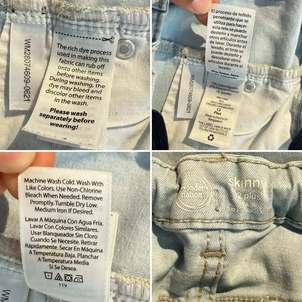 Wonder Nation Jeans Girl Size 12 Plus Skinny Denim Blue